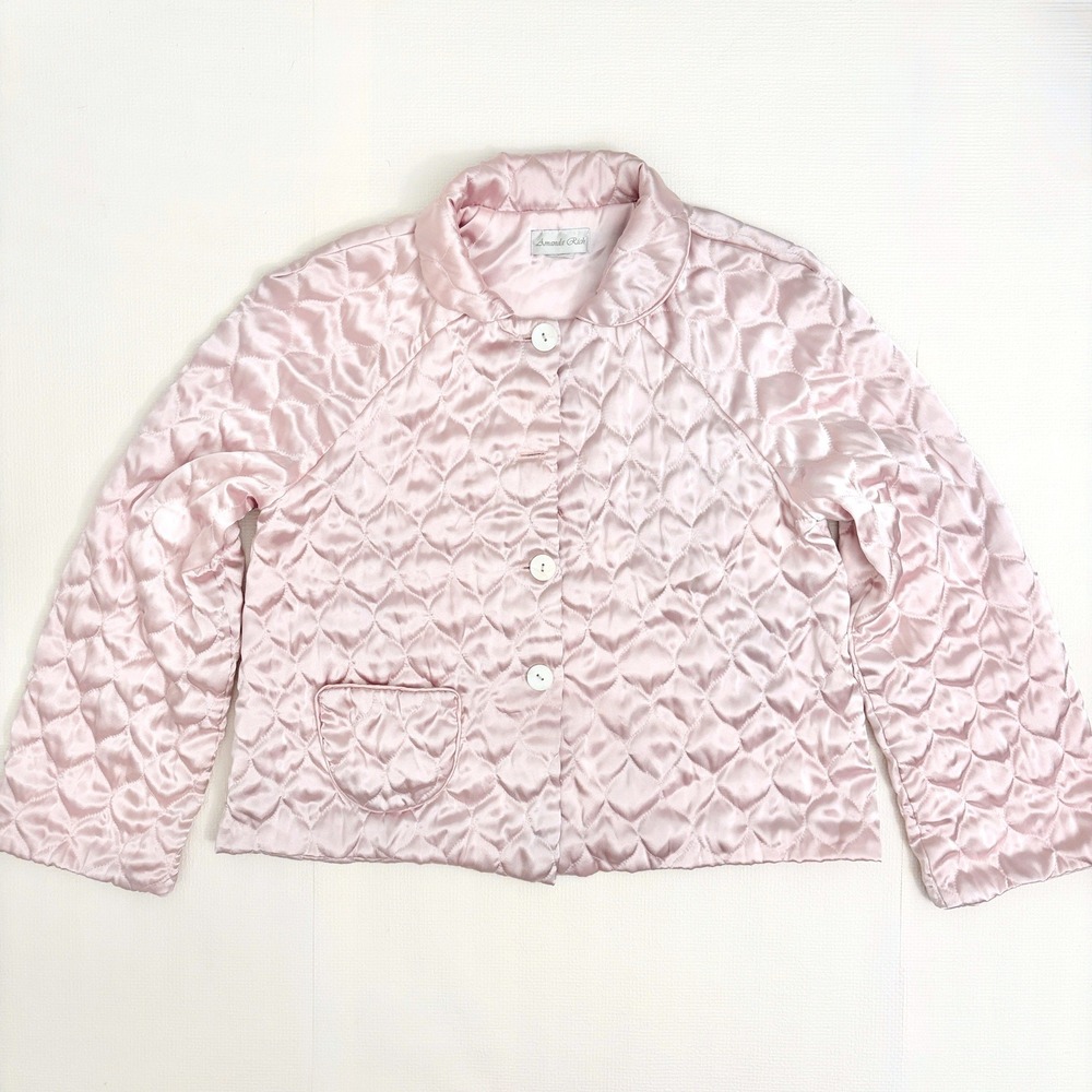 Amanda Rich Bed Jacket Vintage Quilted Satin Small Pink